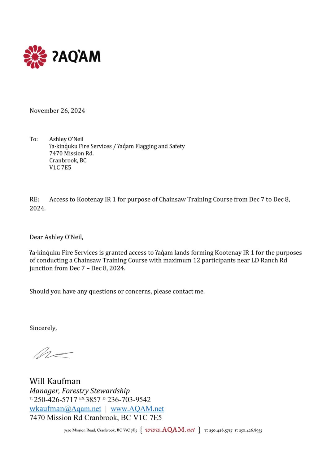 access letter