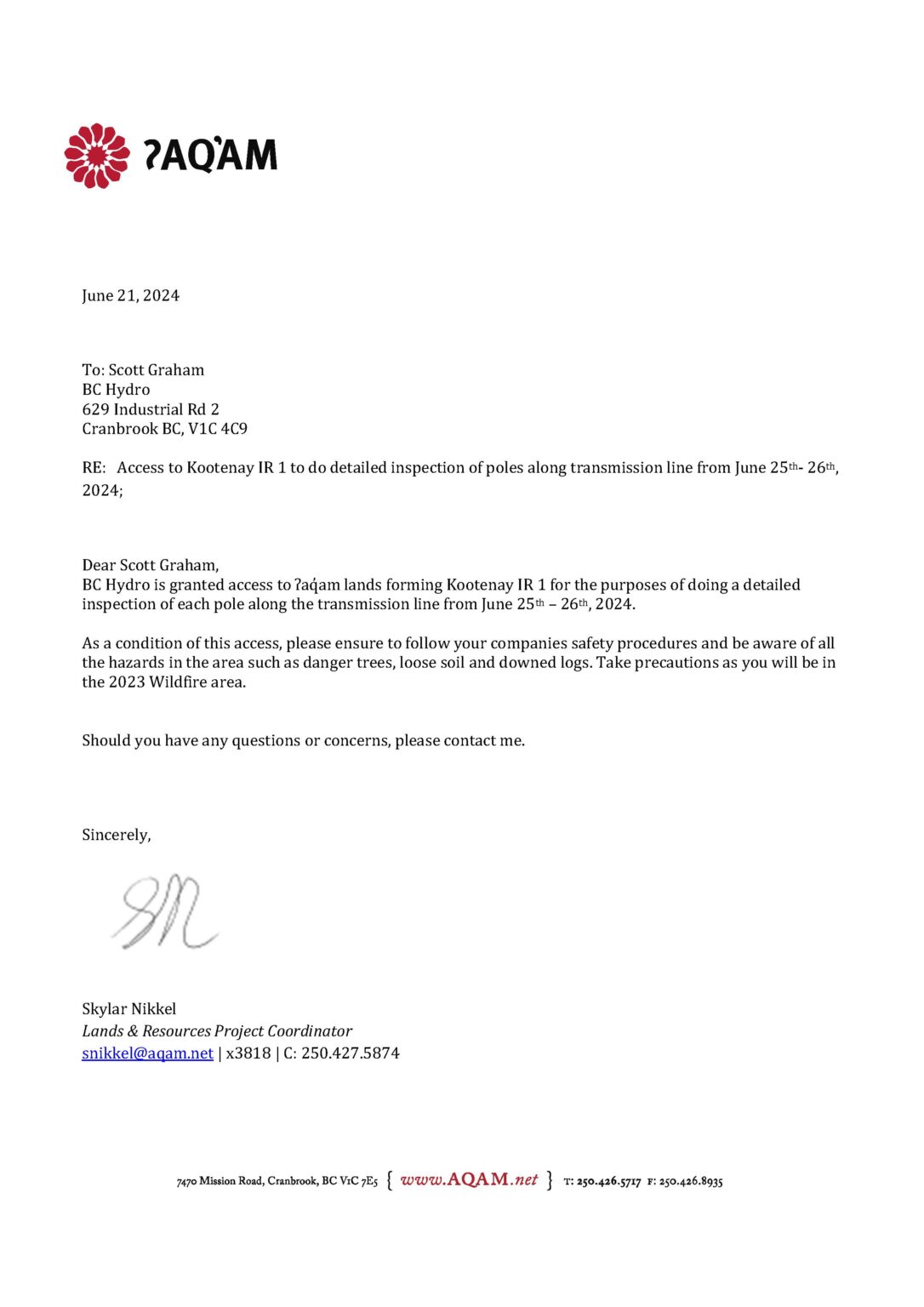 bc hydro letter