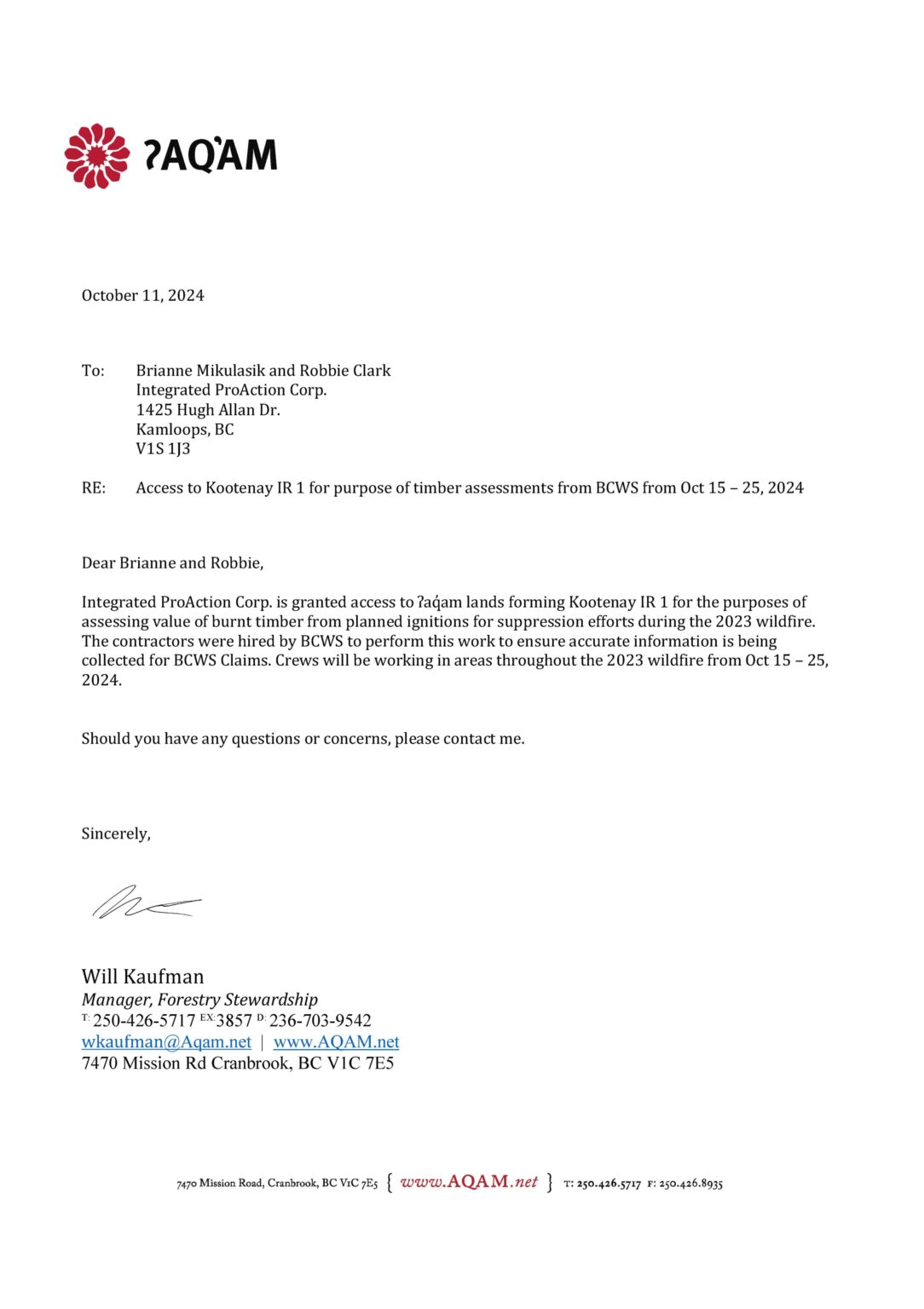 IPAC letter