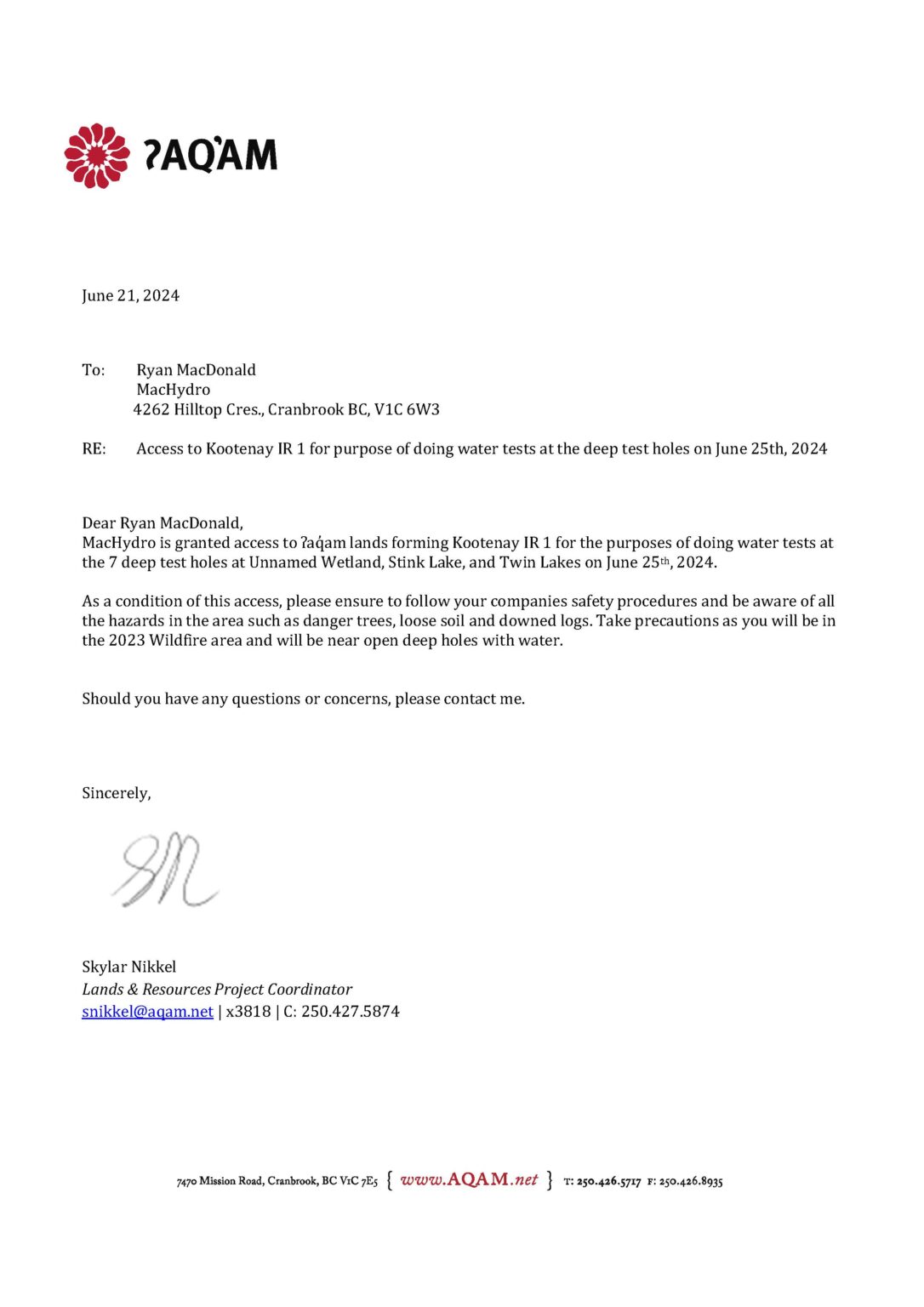 MacHydro letter 2