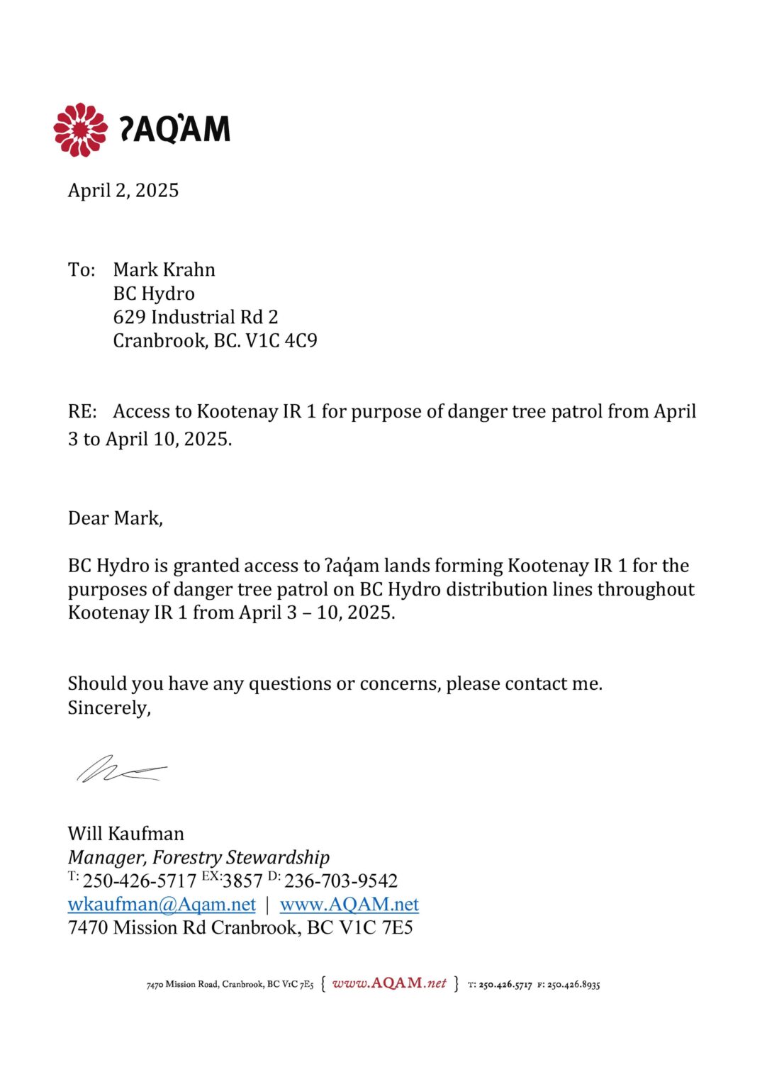 access letter