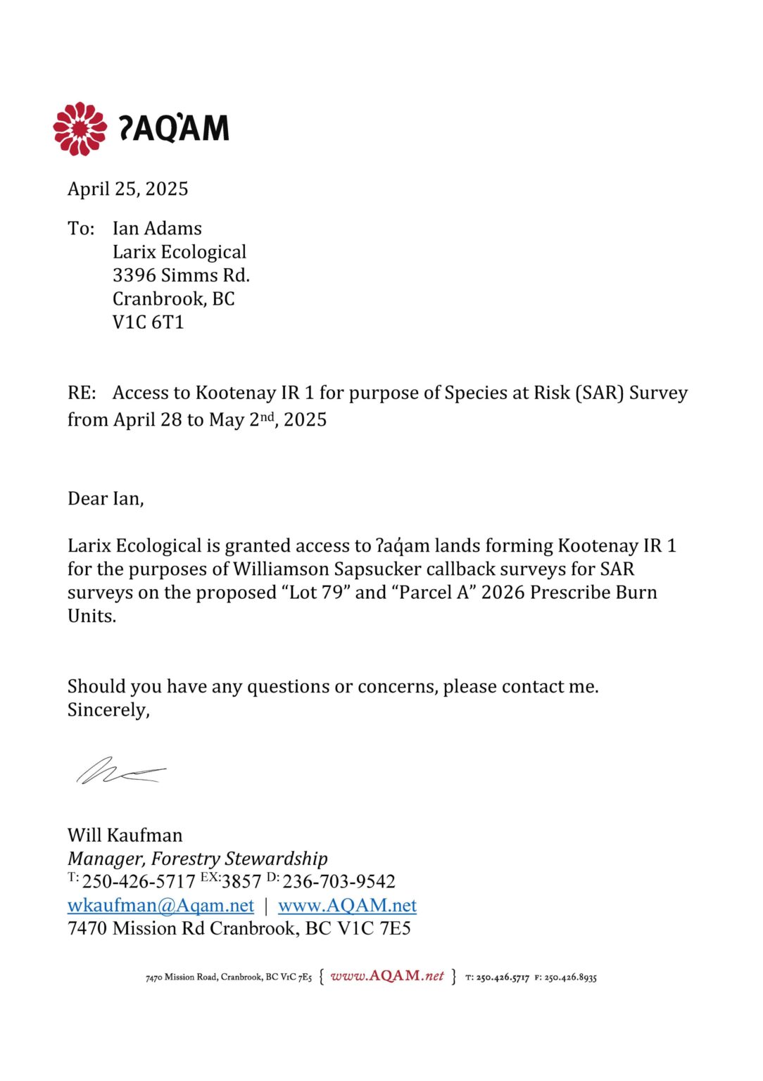 Access Letter