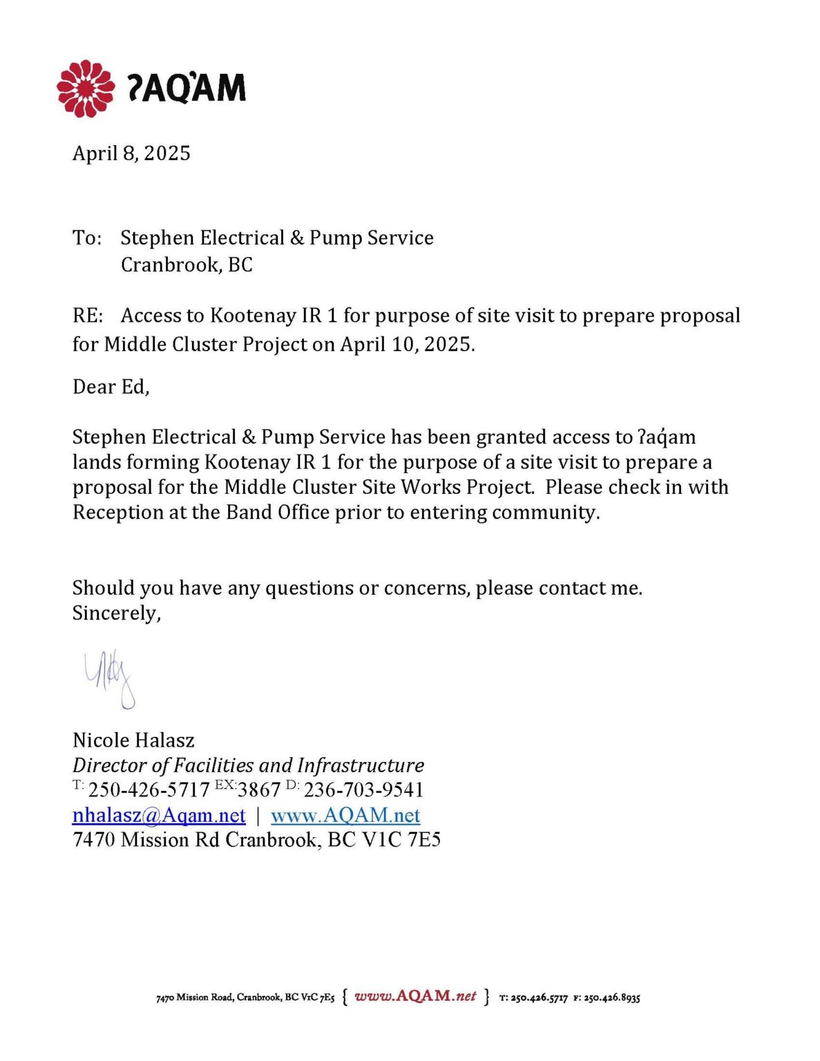 Access letter