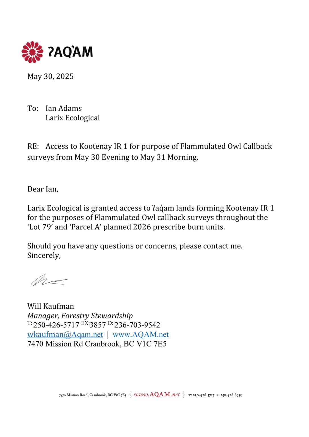 access letter